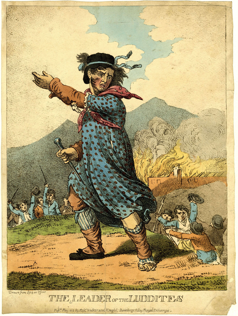 A C19 engraving of the eponymous Ned Ludd, courtesy of Wikipedia